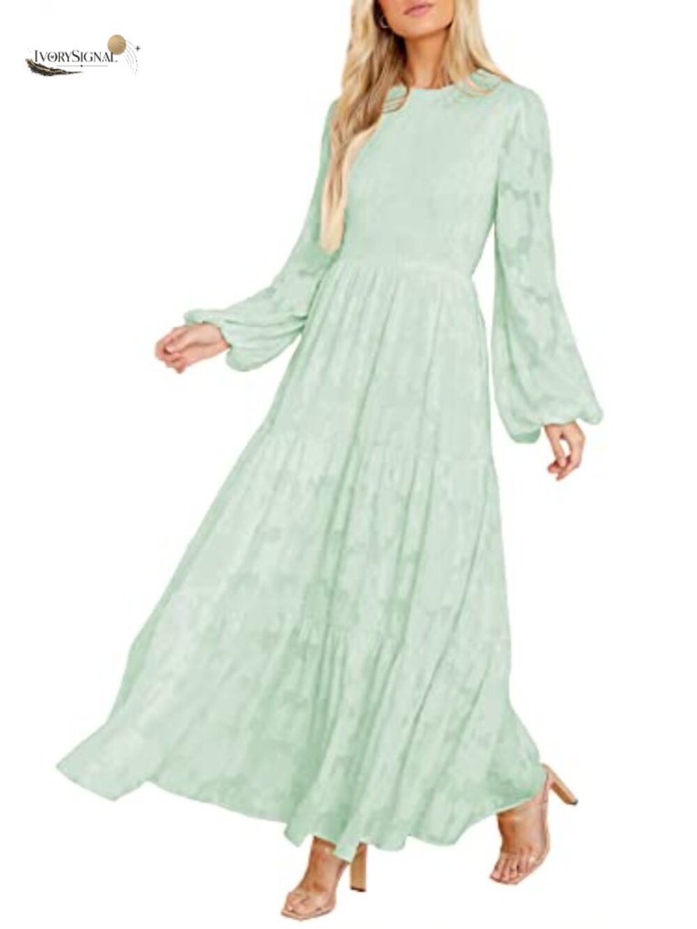Long Sleeve Maxi Dress Women Formal Floral Lantern Sleeve